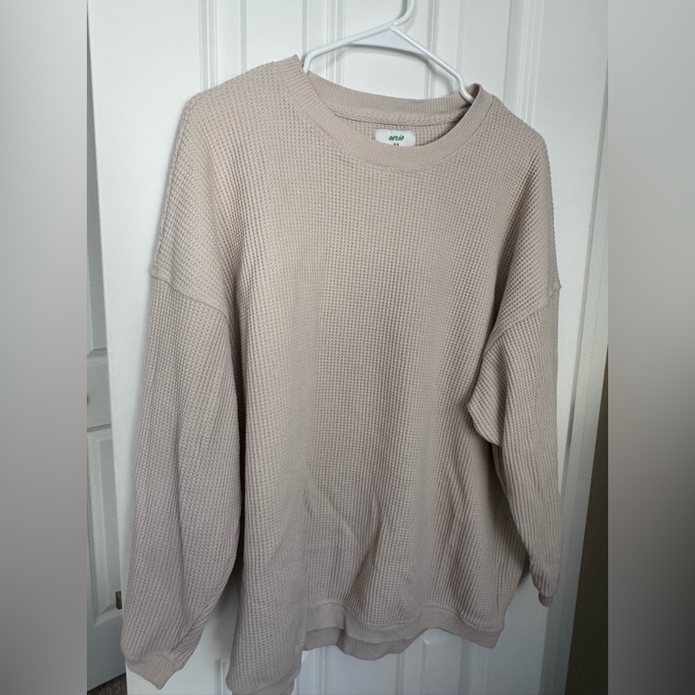 Aerie Cream Waffle Knit Sweater